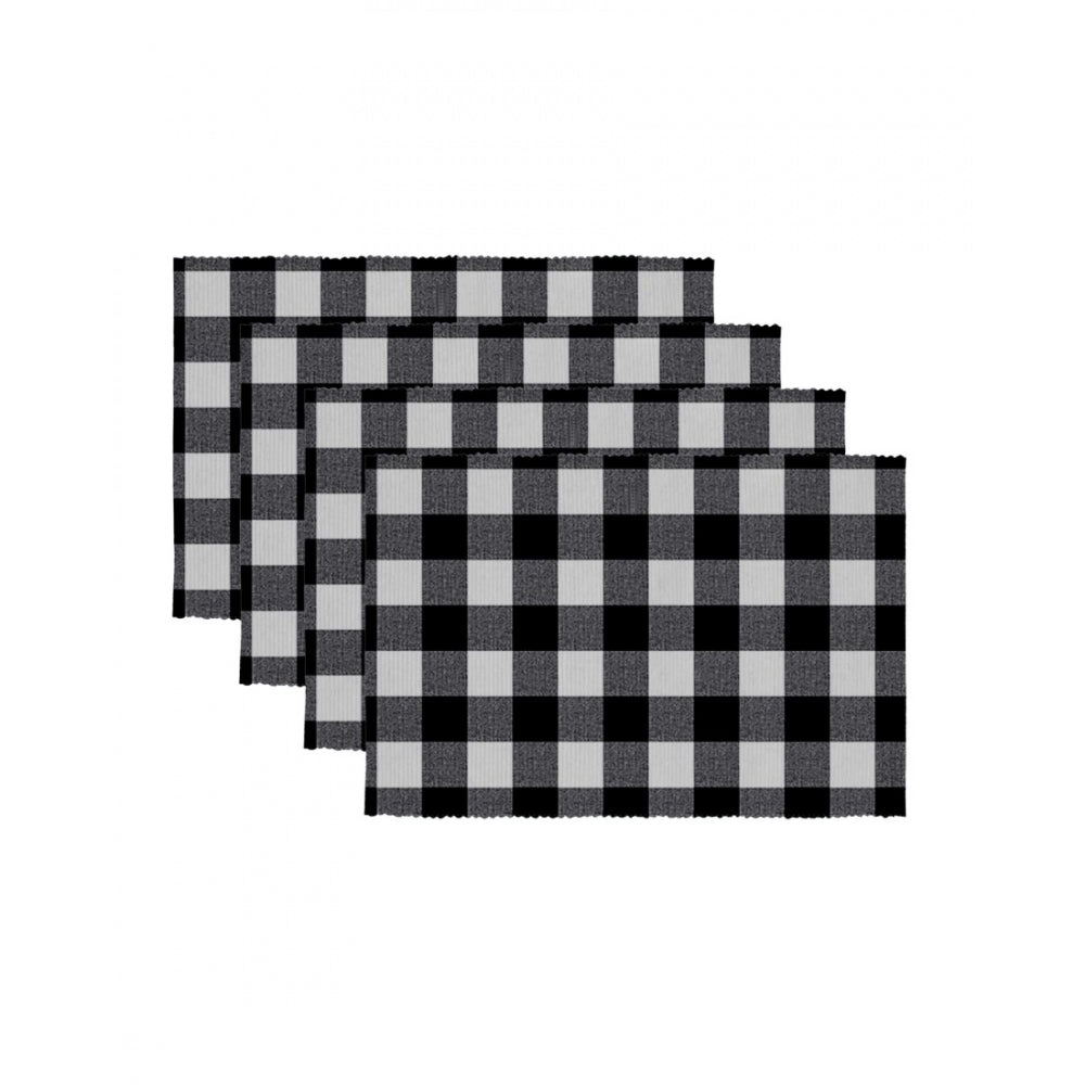 Clasymist Checked Cotton Place Mats Sets (Black)