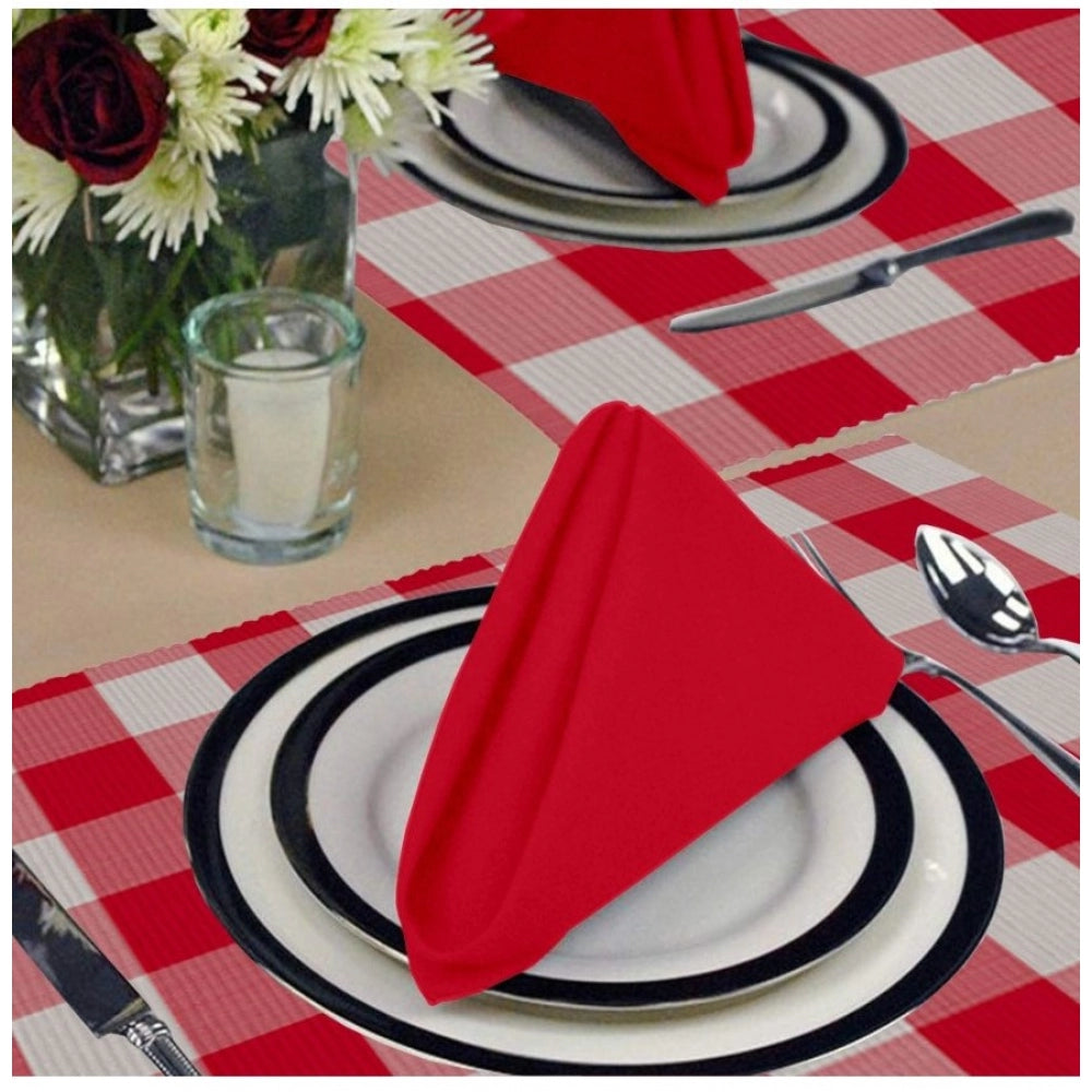 Clasymist Checked Cotton Place Mats Sets (Red)