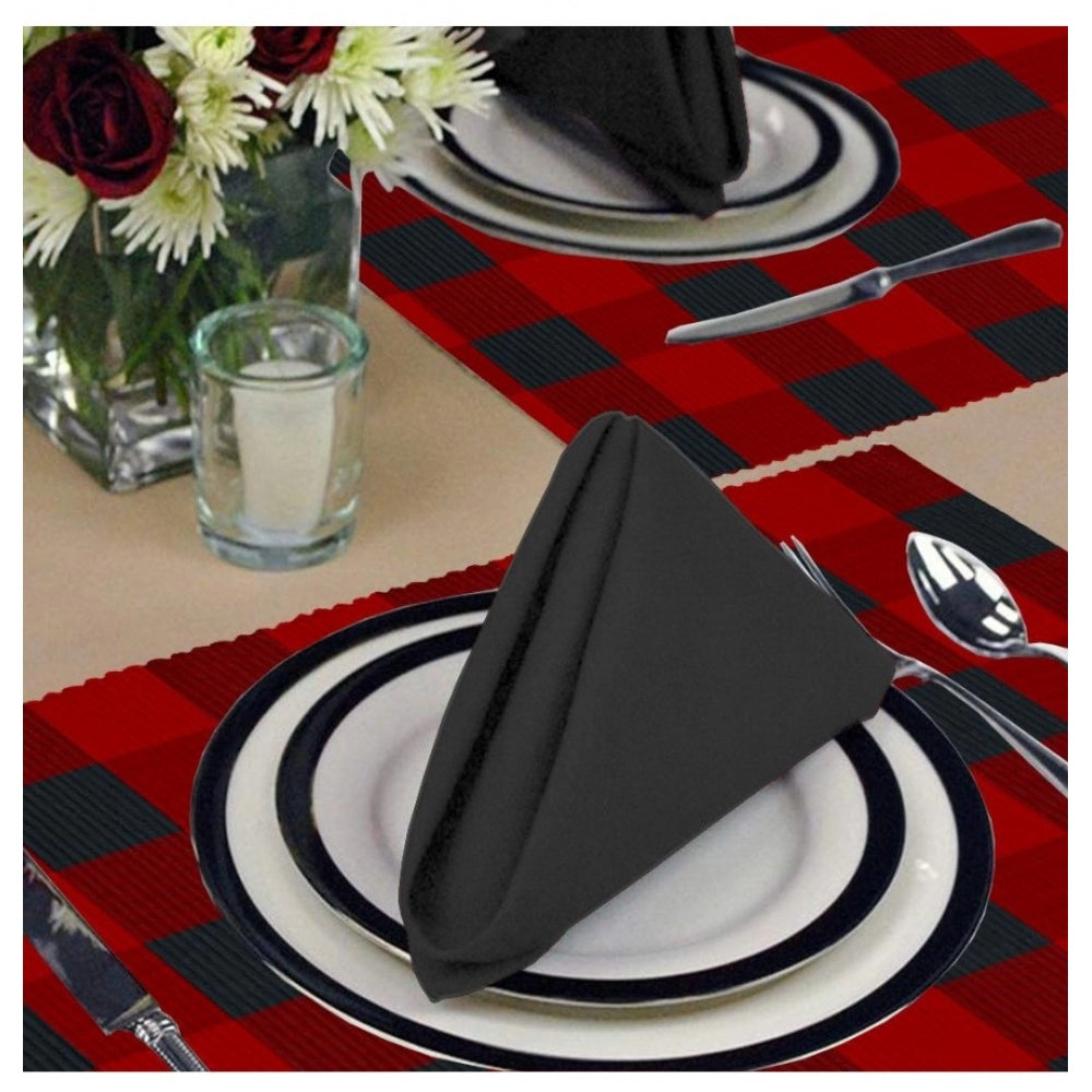 Clasymist Checked Cotton Place Mats Sets (Red &amp; Black)