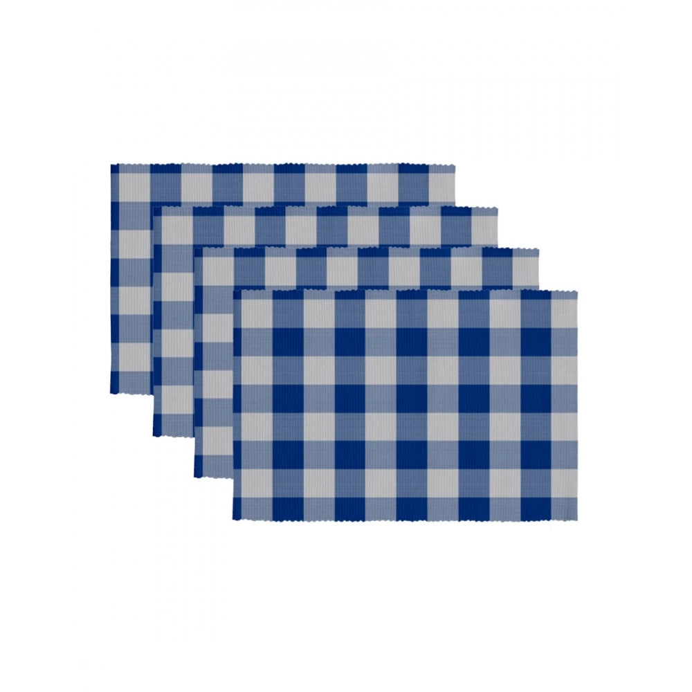 Clasymist Checked Cotton Place Mats Sets (Royal Blue)