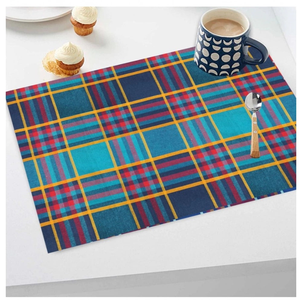 Clasymist Checked Cotton Place Mats Sets (Multicolor)