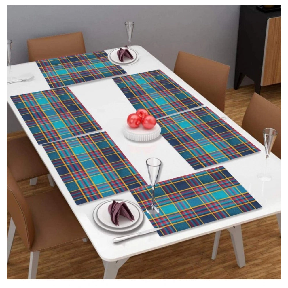 Clasymist Checked Cotton Place Mats Sets (Multicolor)