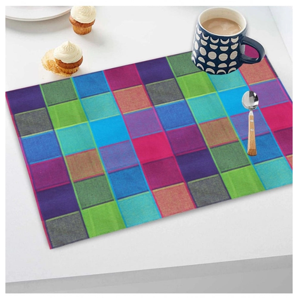 Clasymist Checked Cotton Place Mats Sets (Multicolor)