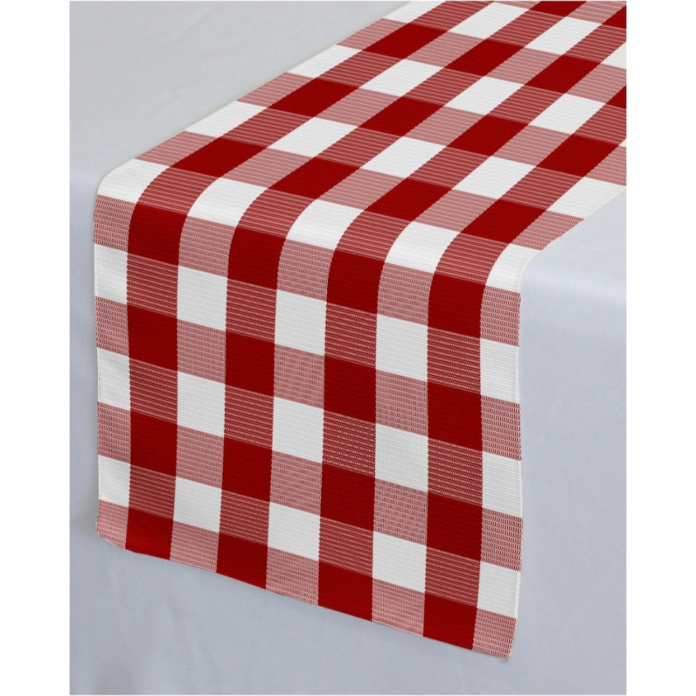 Clasymist Checked Cotton Table Runners (Red)