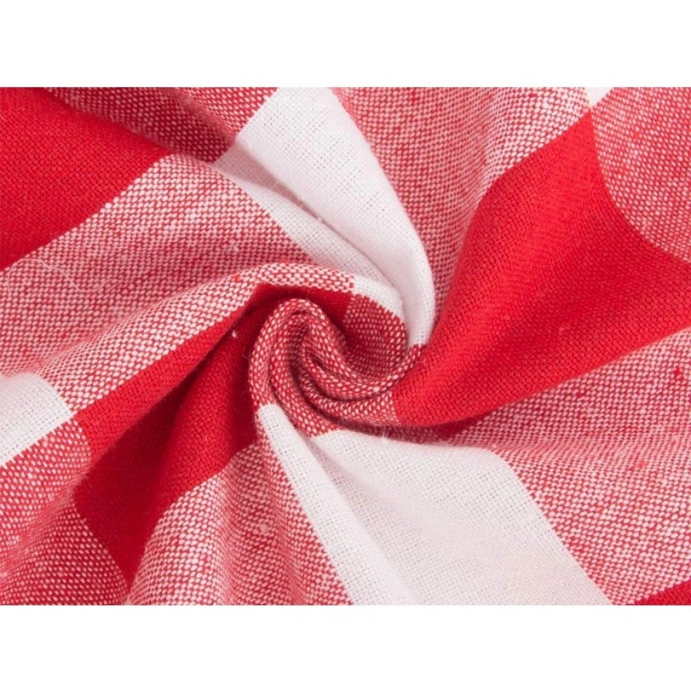 Clasymist Checked Cotton Checks Table Cloth (Red)