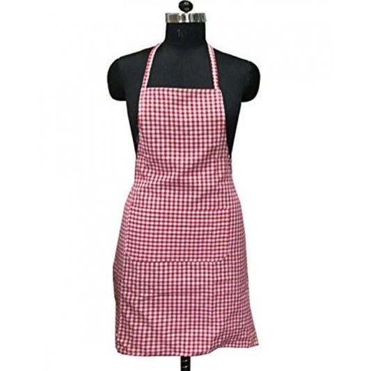 Clasymist Checked Cotton Aprons (Red)