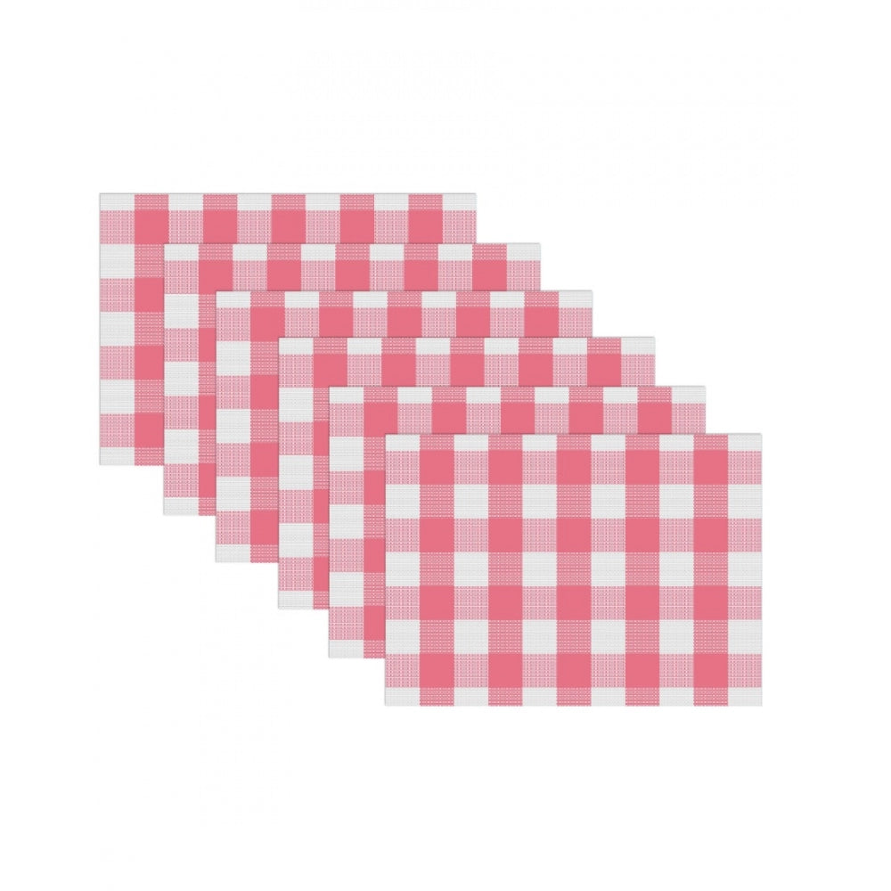 Clasymist Checked Cotton Place Mats Sets (Pink &amp; White)