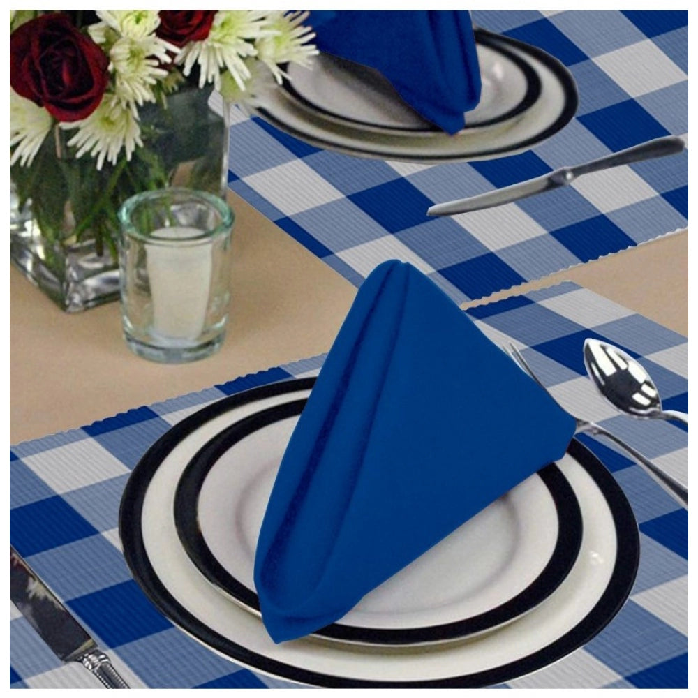 Clasymist Checked Cotton Place Mats Sets (Royal Blue)