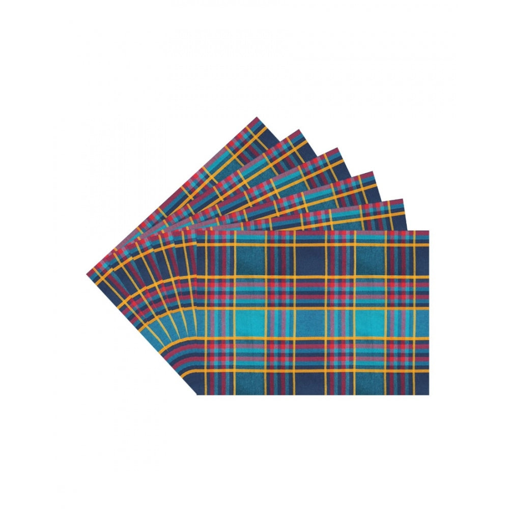 Clasymist Checked Cotton Place Mats Sets (Multicolor)