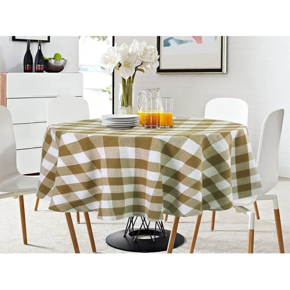 Clasymist Checked Cotton Checks Table Cloth (Beige)