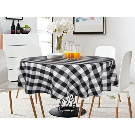 Clasymist Checked Cotton Checks Table Cloth (Black)