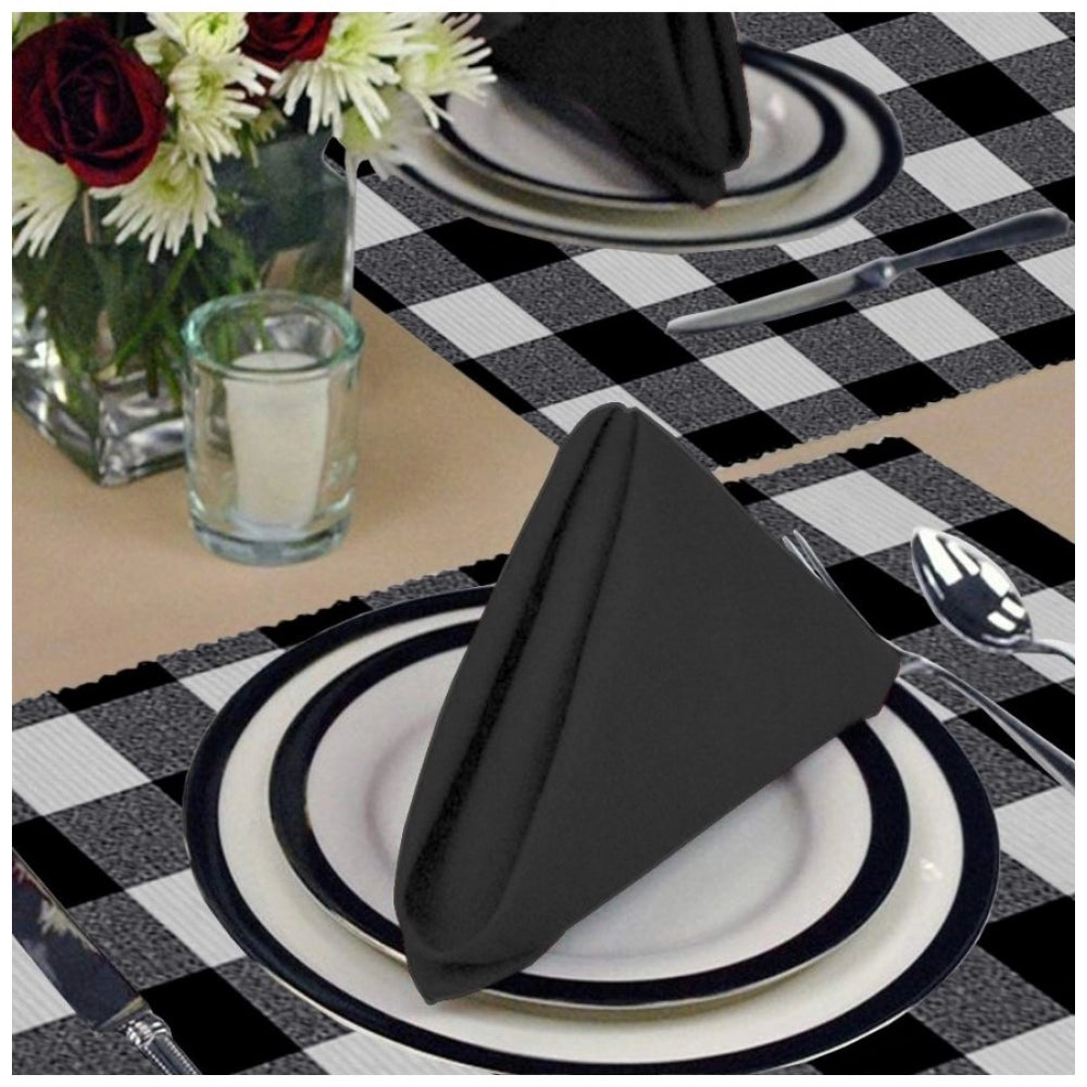 Clasymist Checked Cotton Place Mats Sets (Black)