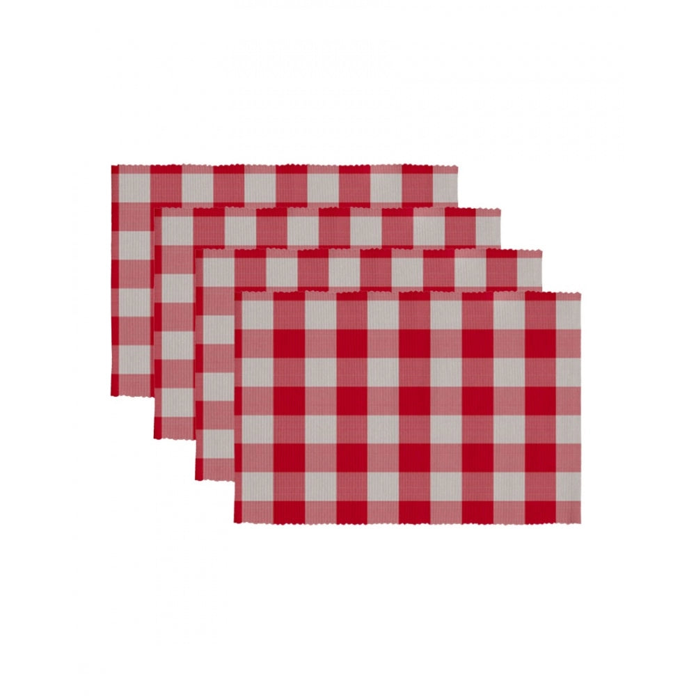 Clasymist Checked Cotton Place Mats Sets (Red)