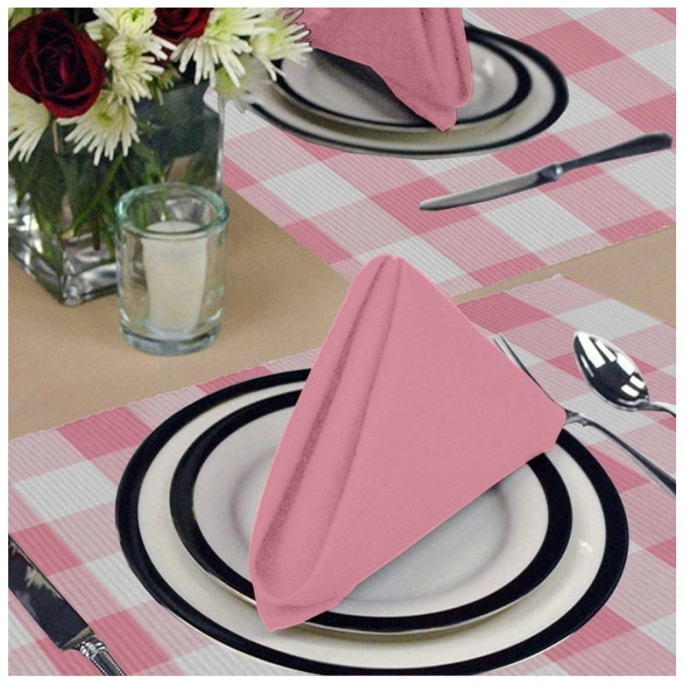 Clasymist Checked Cotton Place Mats Sets (Pink)