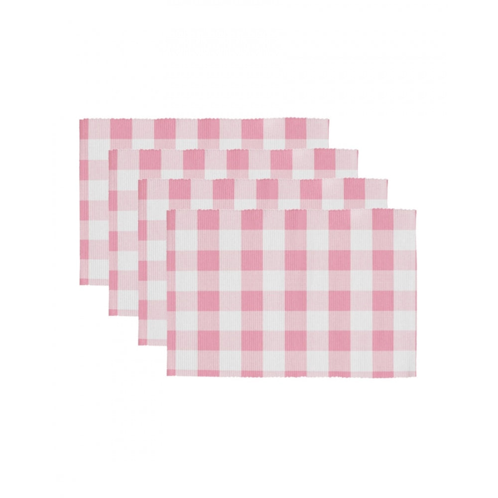 Clasymist Checked Cotton Place Mats Sets (Pink)