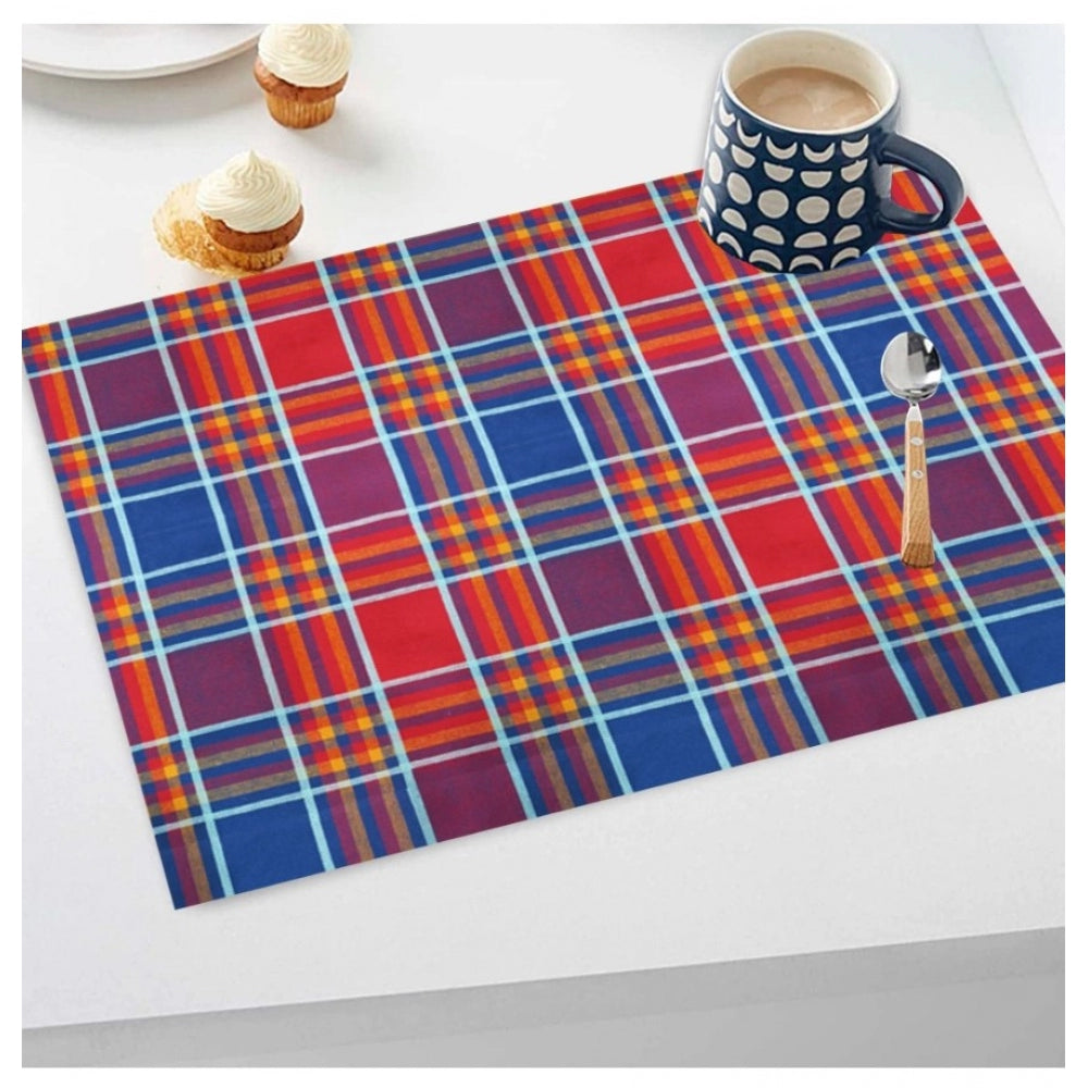 Clasymist Checked Cotton Place Mats Sets (Multicolor)