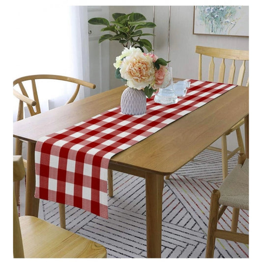 Clasymist Checked Cotton Table Runners (Red)