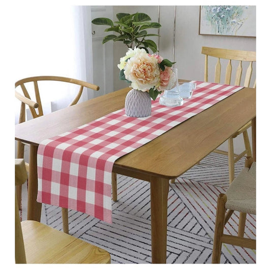 Clasymist Checked Cotton Table Runners (Baby Pink)