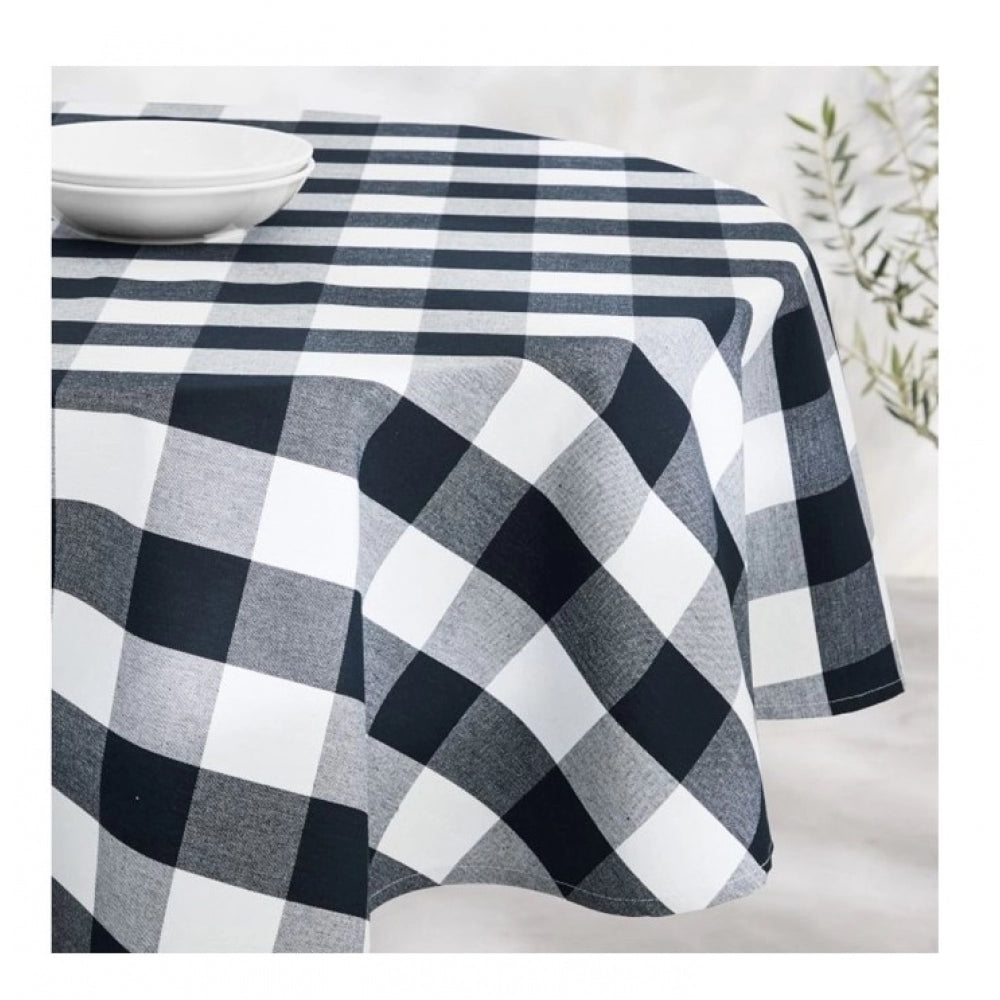 Clasymist Checked Cotton Checks Table Cloth (Black)