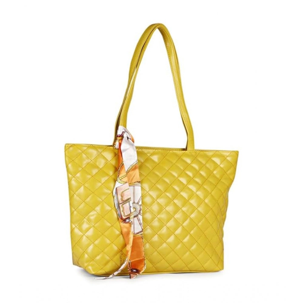 Clasymist Women's Polyurethane Textured  Shoulder Bag (Yellow)