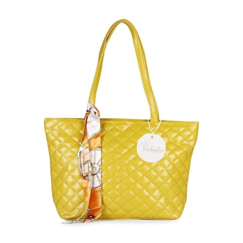 Clasymist Women's Polyurethane Textured  Shoulder Bag (Yellow)