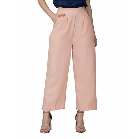 Clasymist Women's Casual Cotton Solid Pants (Pink)