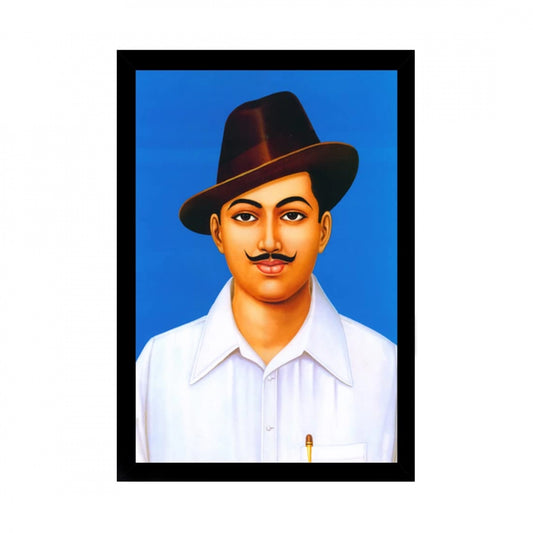 Clasymist Bhagat Singh Painting with Synthetic Photo Frame (Multicolor)