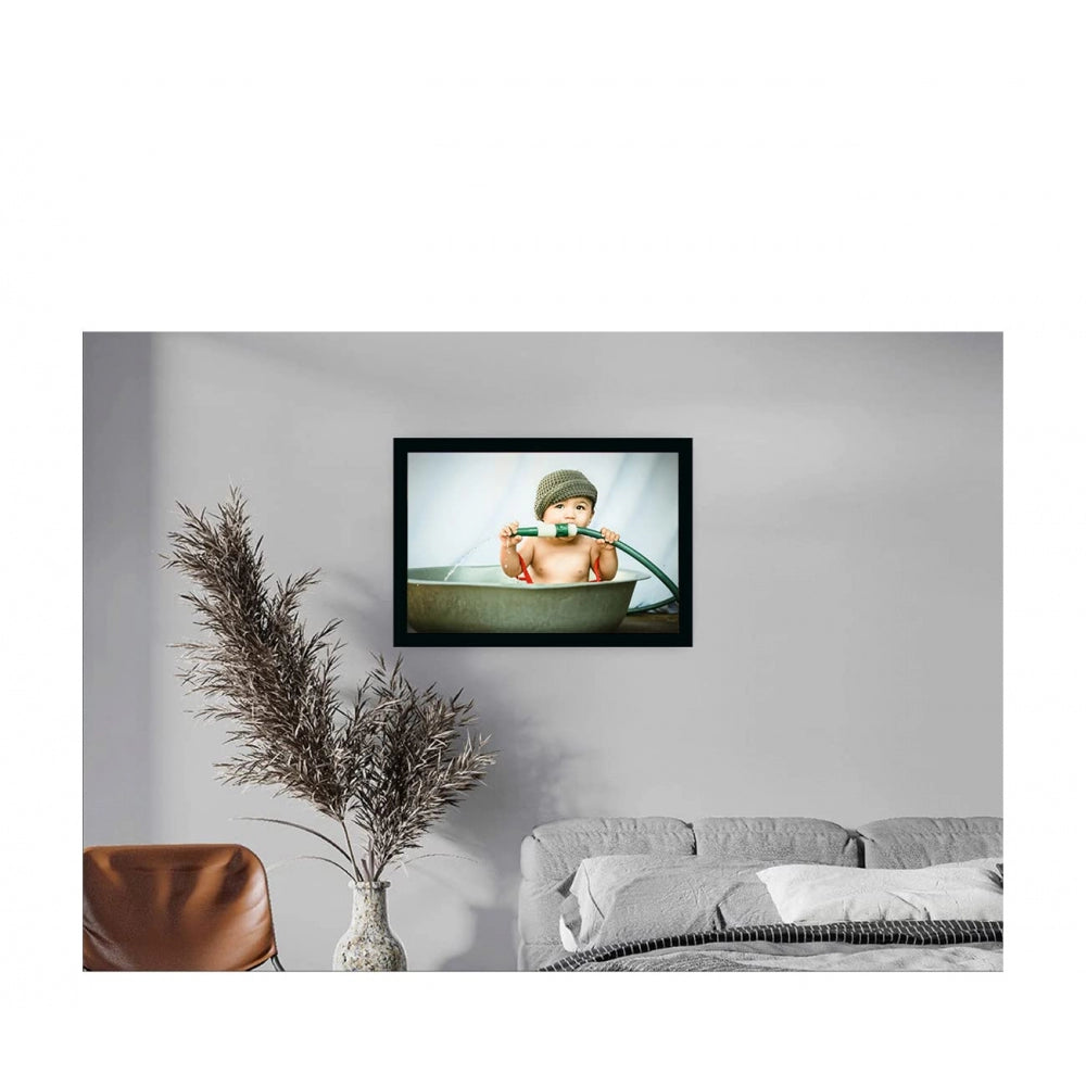 Clasymist Baby Photo Painting with Synthetic Photo Frame (Multicolor)