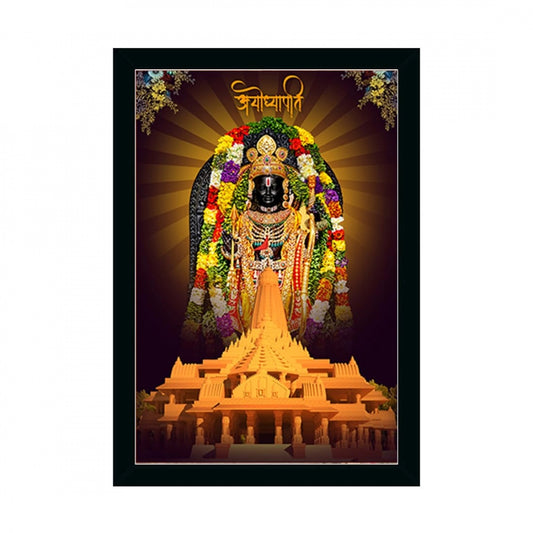 Clasymist Ayodhya ram lalla Painting with Synthetic Photo Frame (Multicolor)