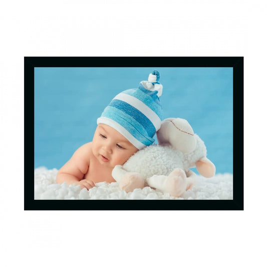 Clasymist Baby Photo Painting with Synthetic Photo Frame (Multicolor)