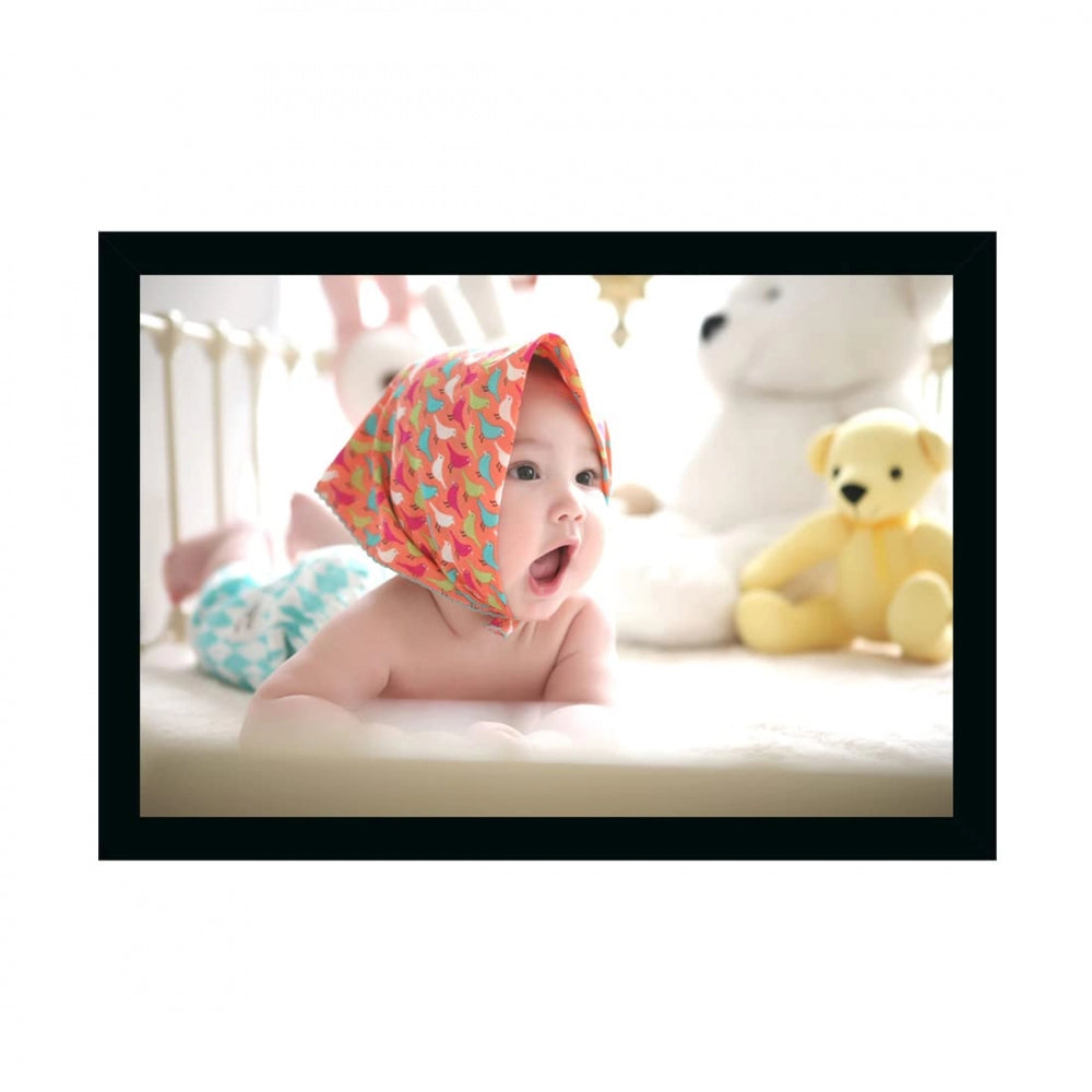 Clasymist Baby Photo Painting with Synthetic Photo Frame (Multicolor)