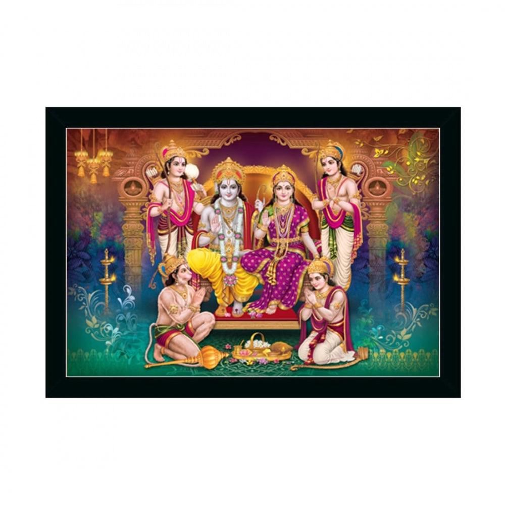 Clasymist Ayodhya Ram Mandir Painting with Synthetic Photo Frame (Multicolor)