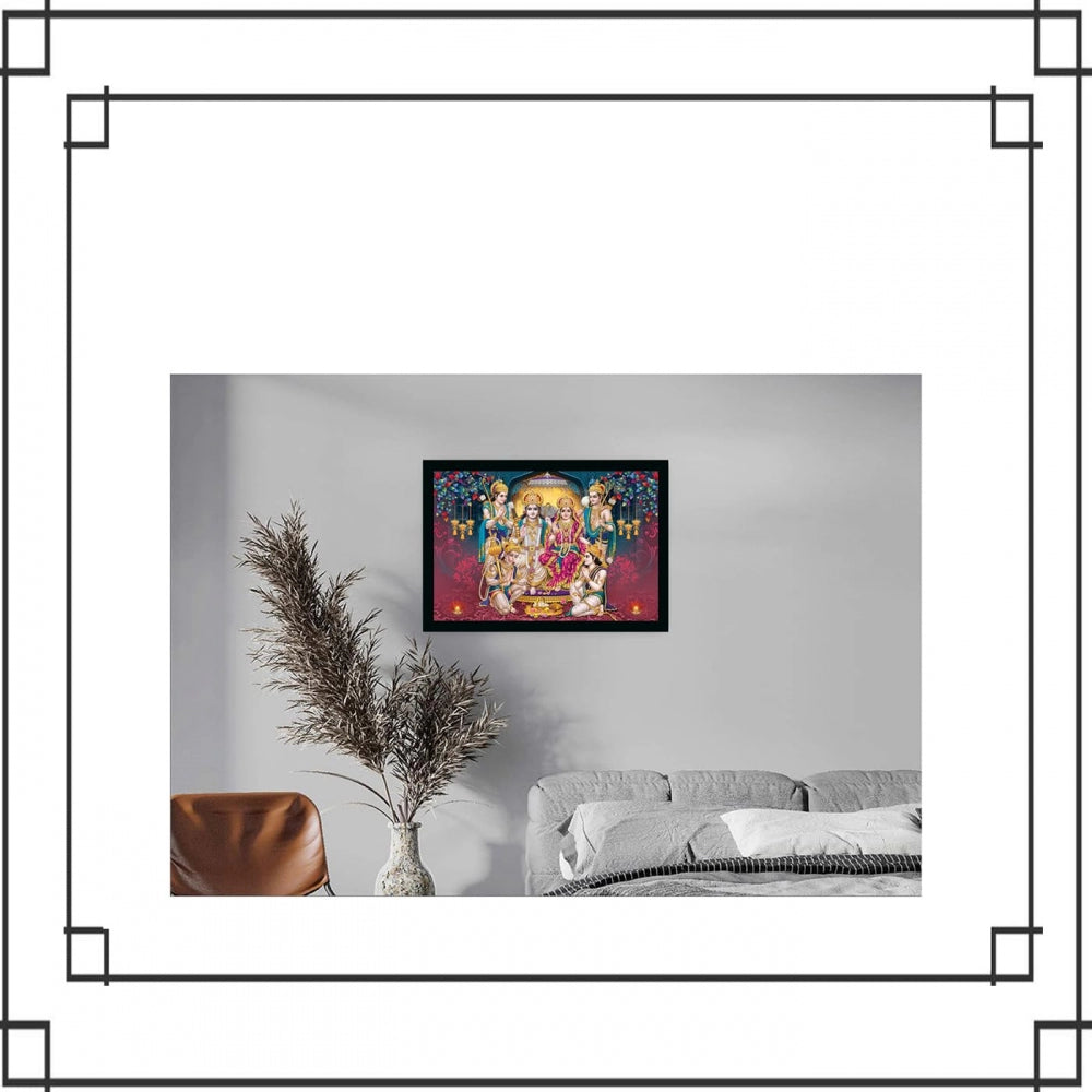 Clasymist Ayodhya Ram Mandir Painting with Synthetic Photo Frame (Multicolor)