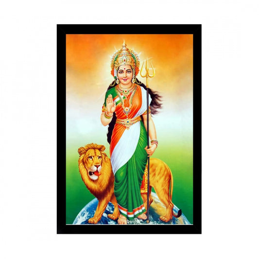 Clasymist Bharat Mata Painting with Synthetic Photo Frame (Multicolor)