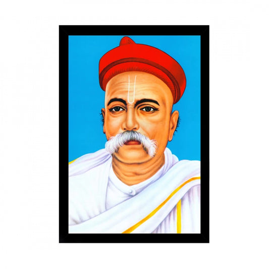 Clasymist Bal Gangadhar Tilak Painting with Synthetic Photo Frame (Multicolor)