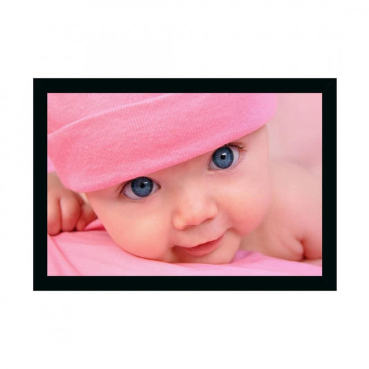 Clasymist Baby Photo Painting with Synthetic Photo Frame (Multicolor)