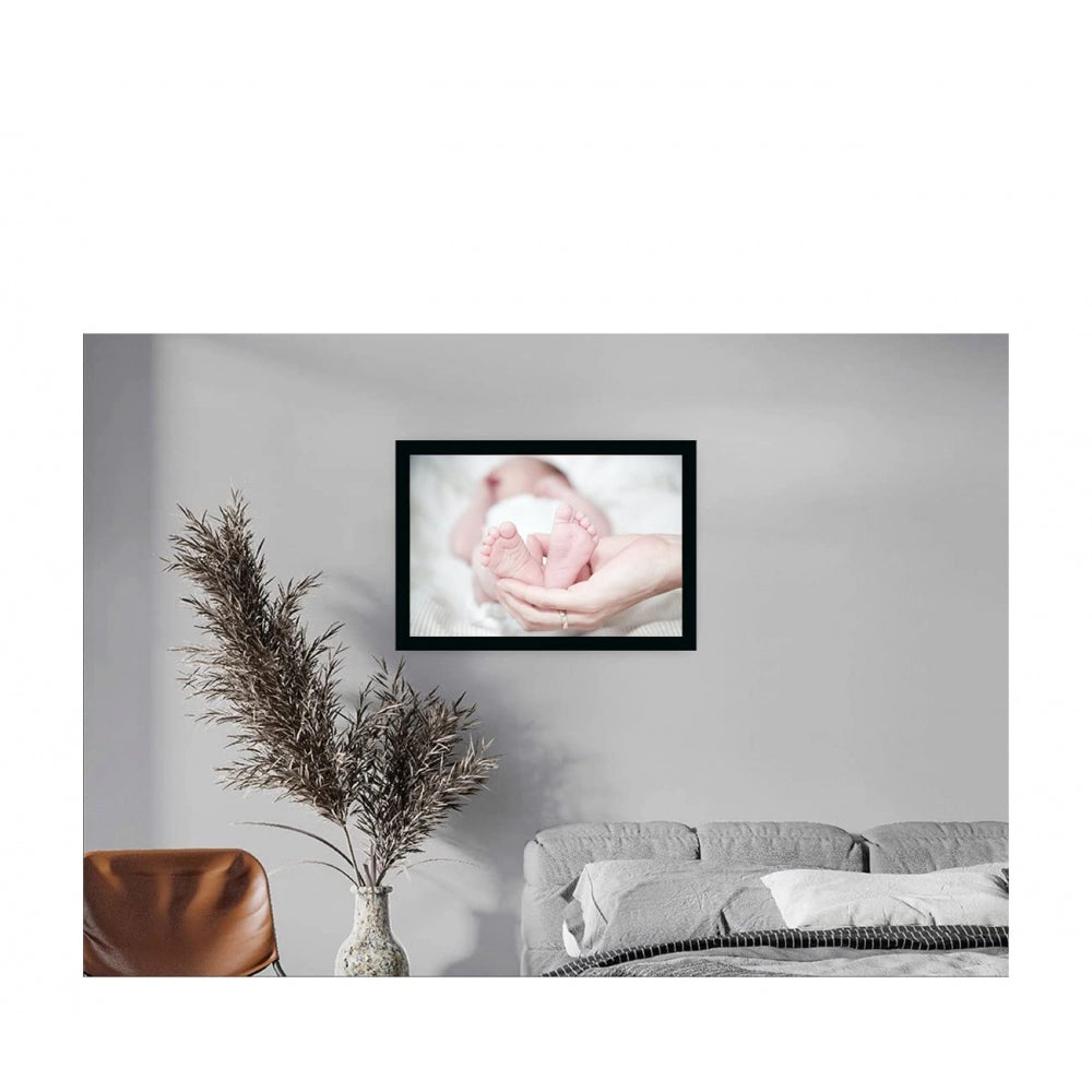 Clasymist Baby Photo Painting with Synthetic Photo Frame (Multicolor)