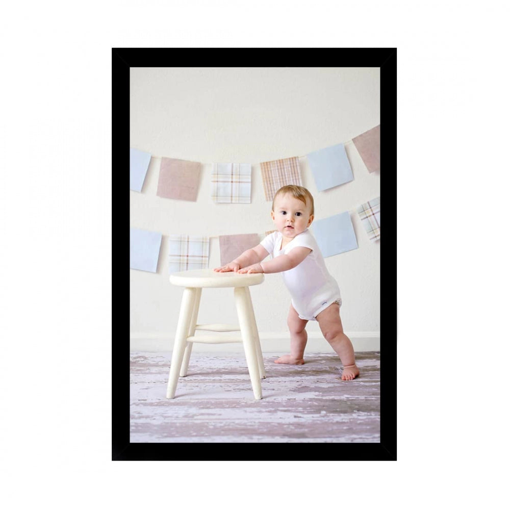 Clasymist Baby Photo Painting with Synthetic Photo Frame (Multicolor)