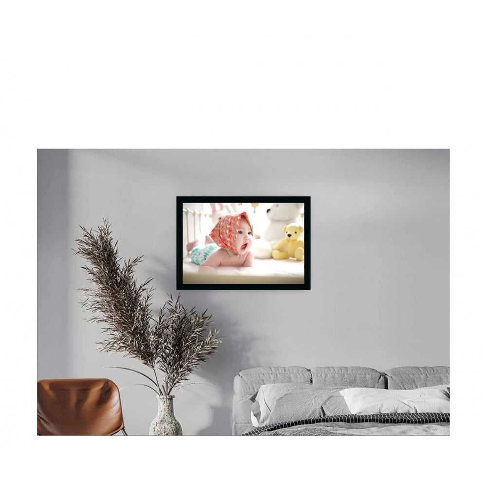 Clasymist Baby Photo Painting with Synthetic Photo Frame (Multicolor)