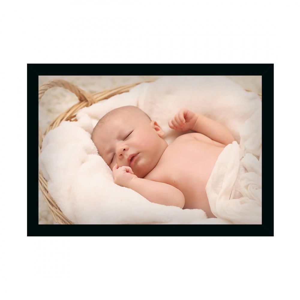 Clasymist Baby Photo Painting with Synthetic Photo Frame (Multicolor)