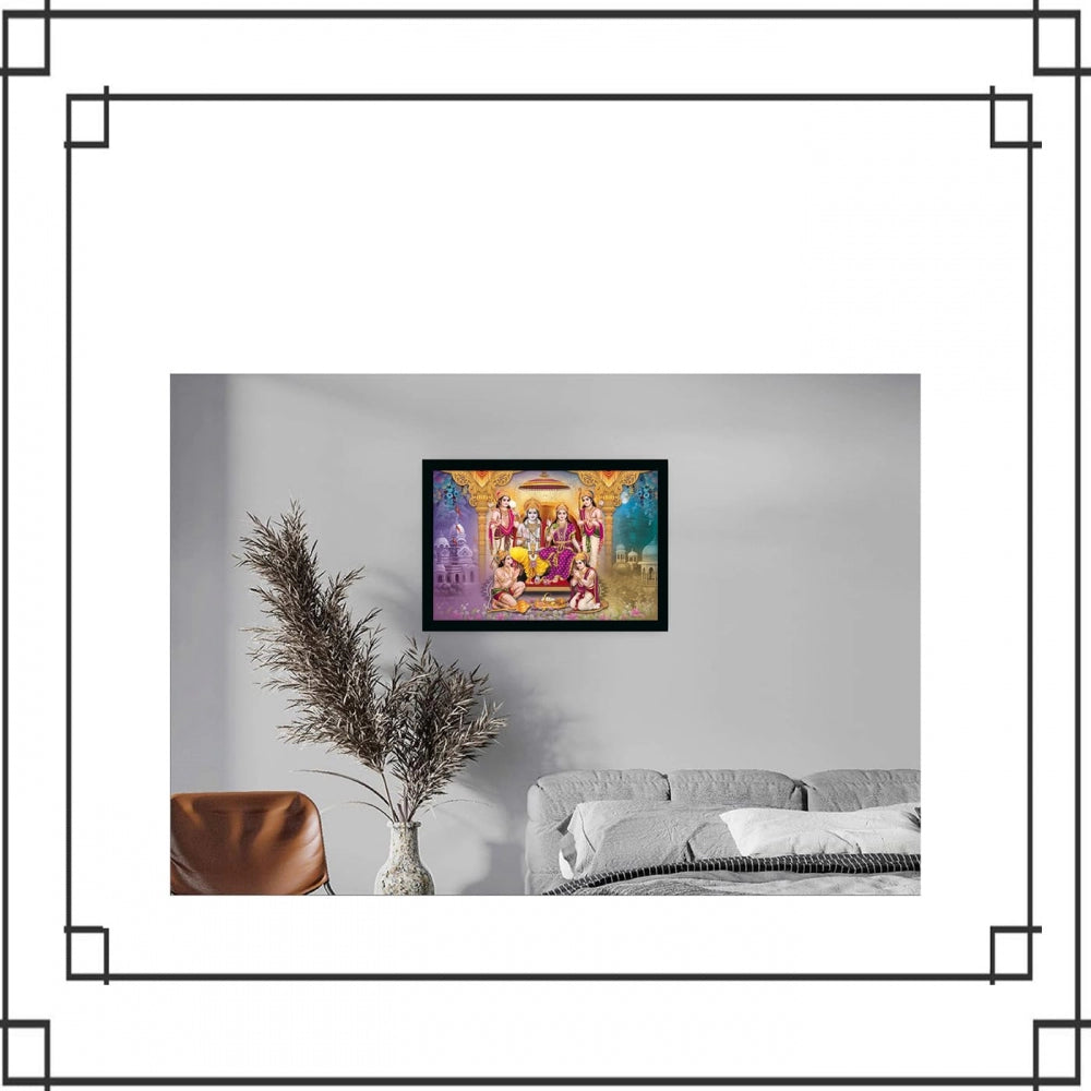 Clasymist Ayodhya Ram Mandir Painting with Synthetic Photo Frame (Multicolor)