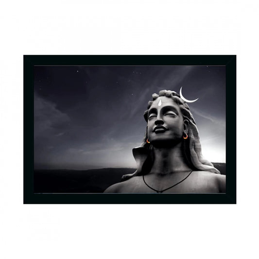 Clasymist Adiyogi Mahakal Painting with Synthetic Photo Frame (Multicolor)