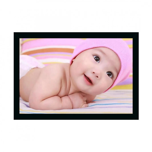 Clasymist Baby Photo Painting with Synthetic Photo Frame (Multicolor)