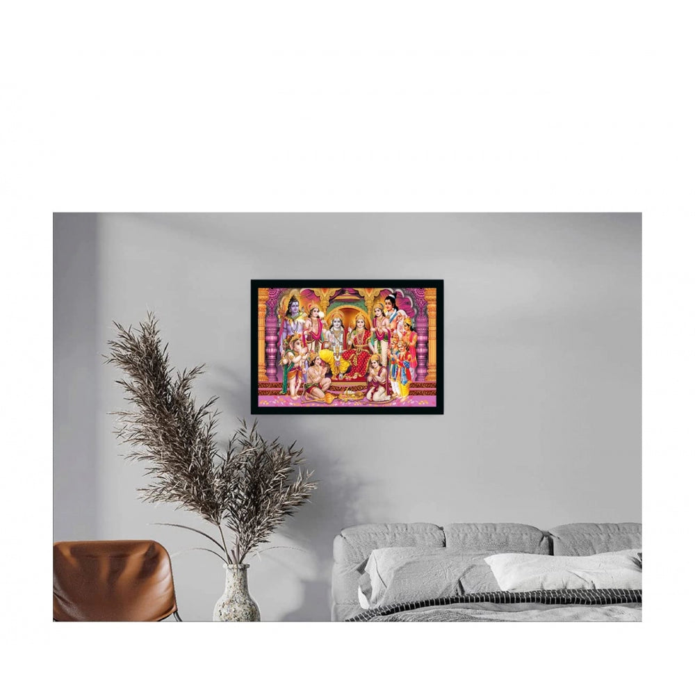 Clasymist Ayodhya Ram Mandir Painting with Synthetic Photo Frame (Multicolor)