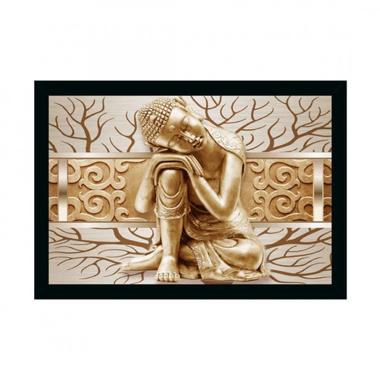 Clasymist Buddha Painting with Synthetic Photo Frame (Multicolor)