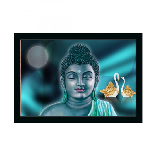 Clasymist Buddha Painting with Synthetic Photo Frame (Multicolor)