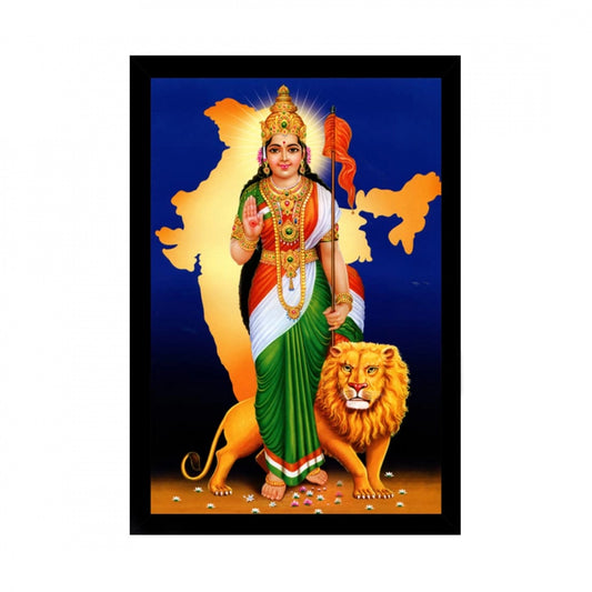 Clasymist Bharat Mata Painting with Synthetic Photo Frame (Multicolor)