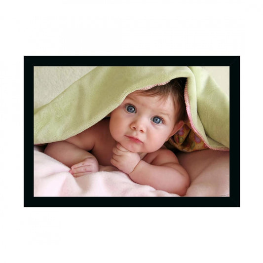 Clasymist Baby Photo Painting with Synthetic Photo Frame (Multicolor)