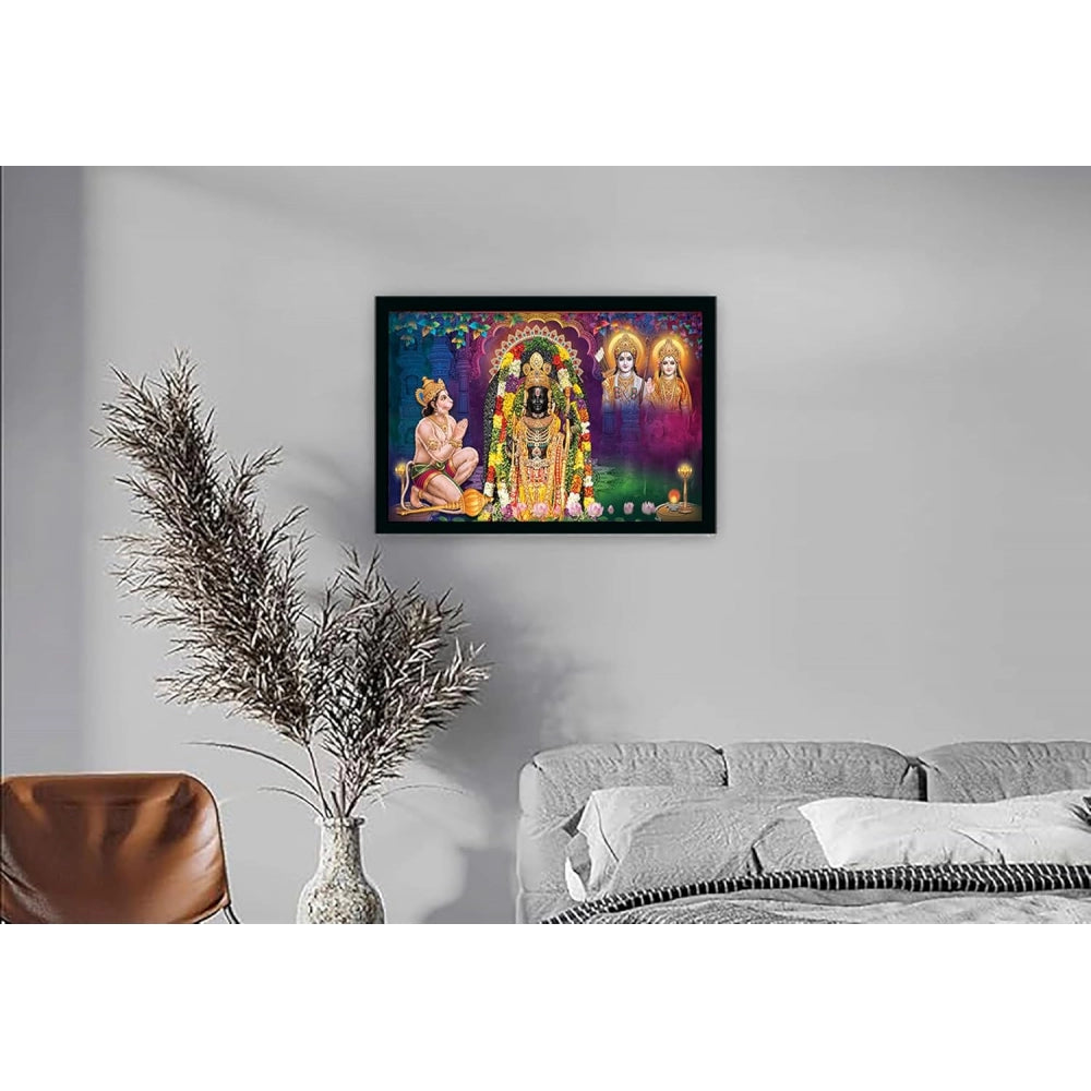 Clasymist Ayodhya ram lalla Painting with Synthetic Photo Frame (Multicolor)