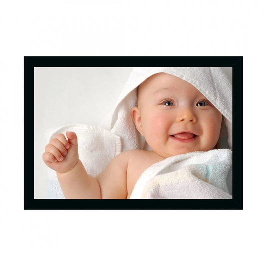 Clasymist Baby Photo Painting with Synthetic Photo Frame (Multicolor)